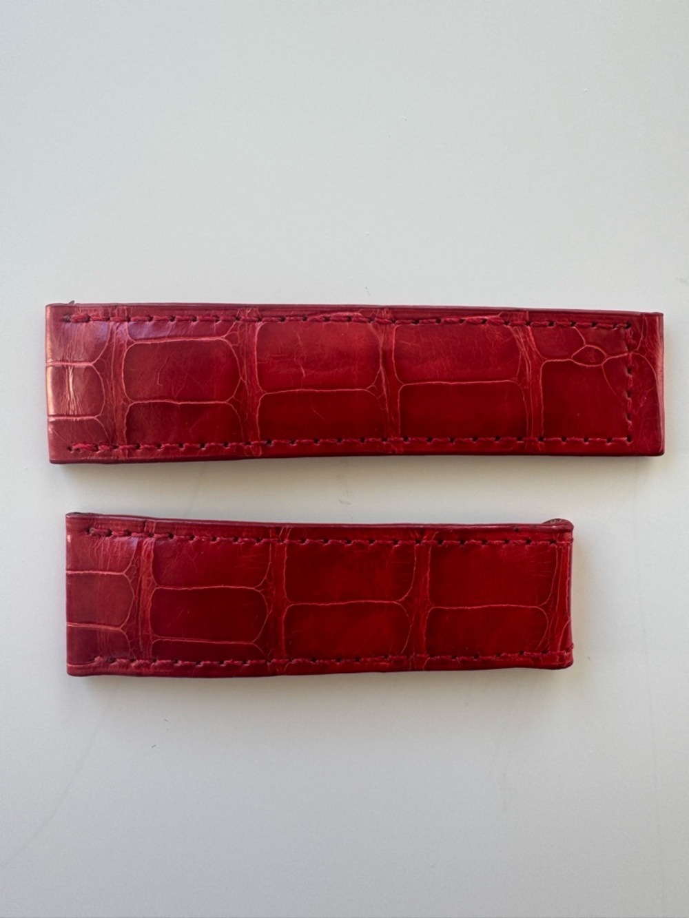Cartier Red Crocodile-Embossed Leather Watch Strap - Watch Bands
